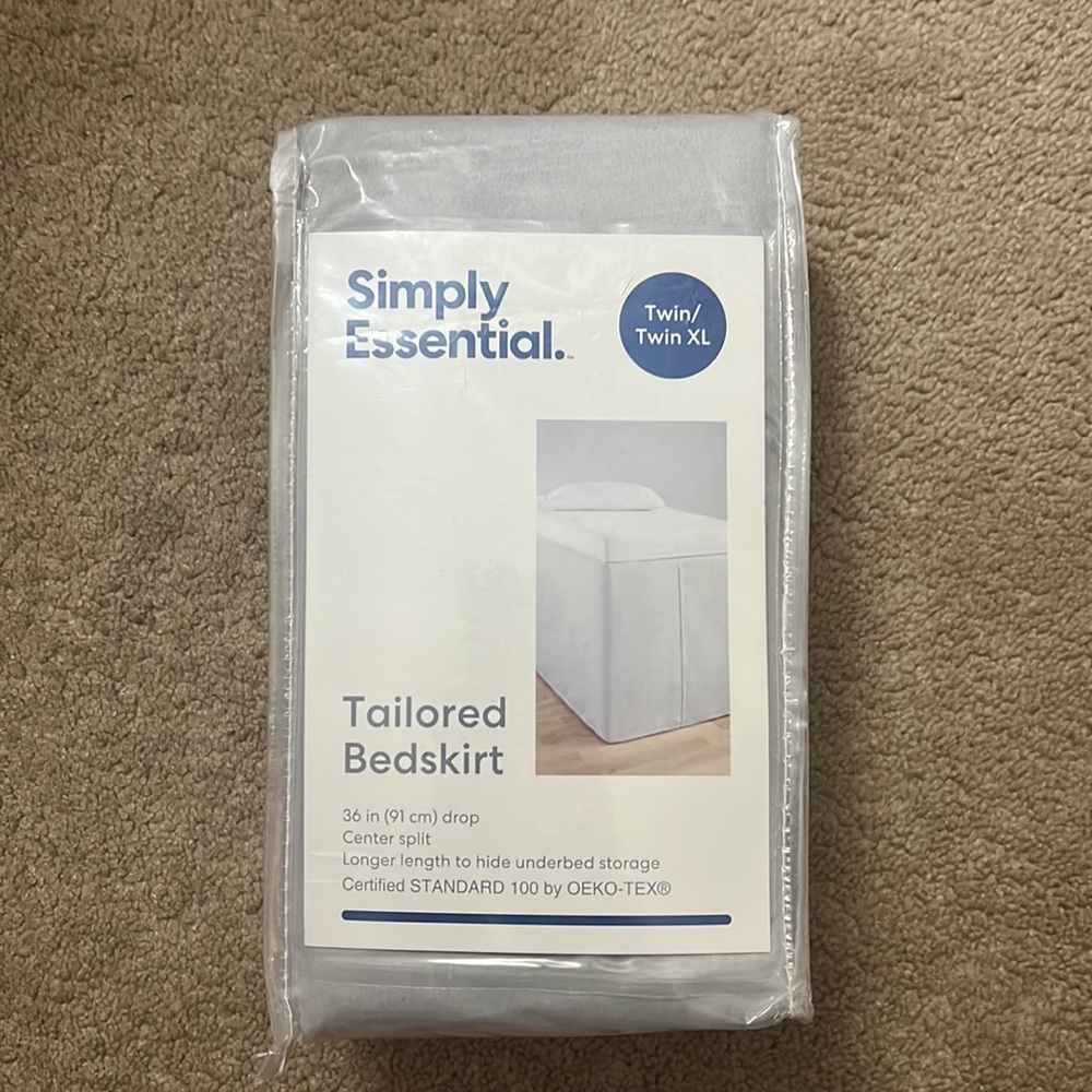 Grey Twin XL bed skirt